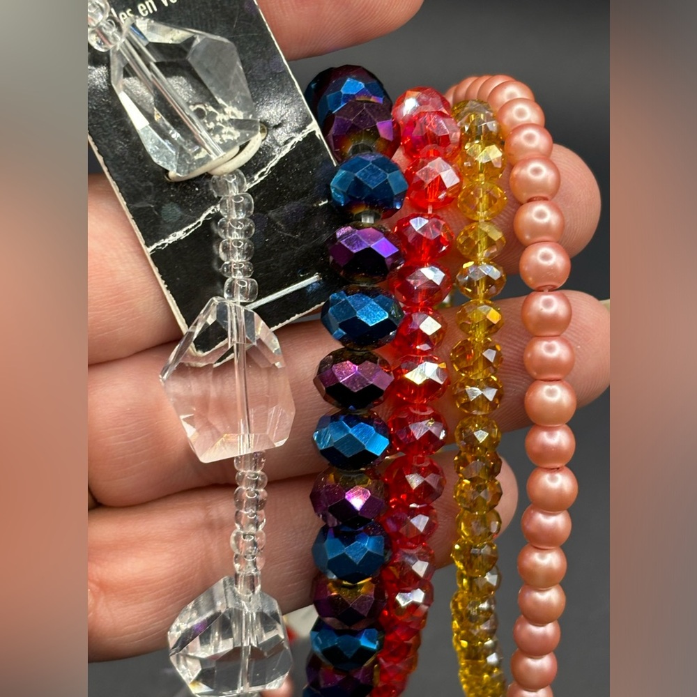 5 STRANDS STRUNG BEADS LOT-JEWELRY MAKING-CRAFTS GLASS SELECT STRANDS NICOLE
